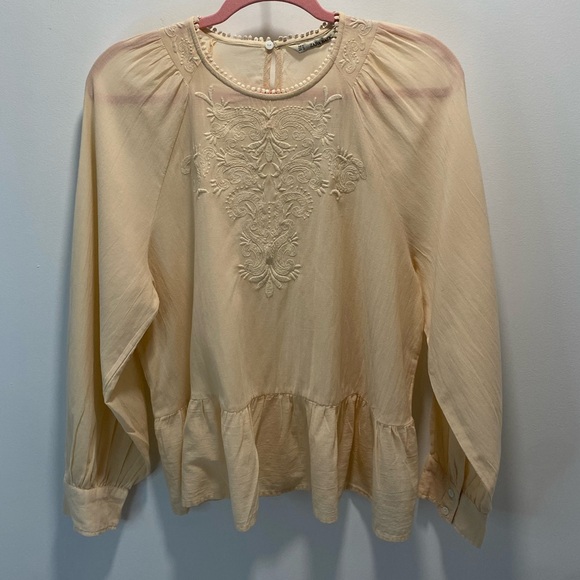 Zara Tops - Zara Cream Embroidered Blouse